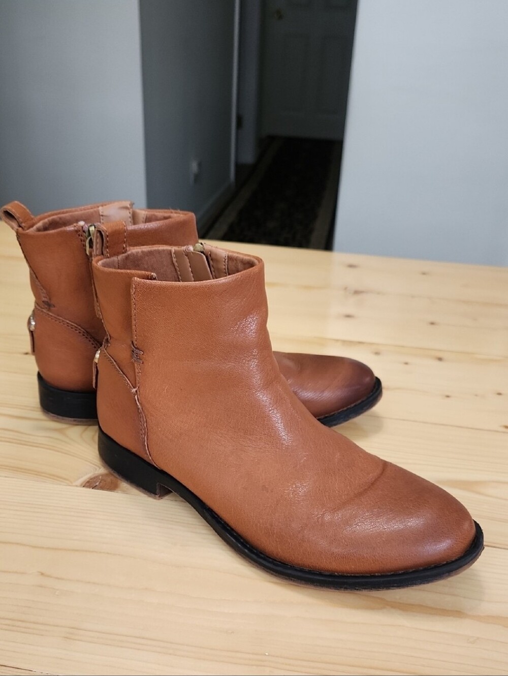 Franco Sarto Liz Ankle Booties Cognac Leather Sz 7